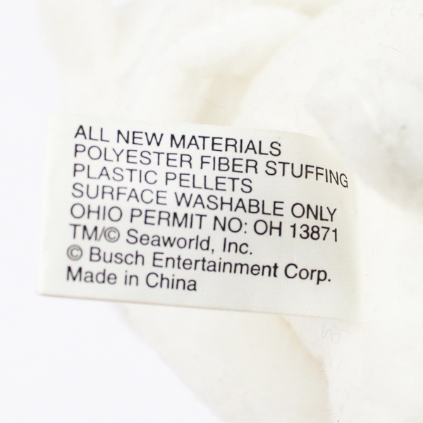 SeaWorld Hugging White Bear Plush Toy Blue & Pink Bow Set Detachable