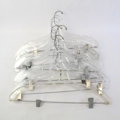 Lot of 10 Clear Plastic Clip Pants Skirt Clothes Hangers