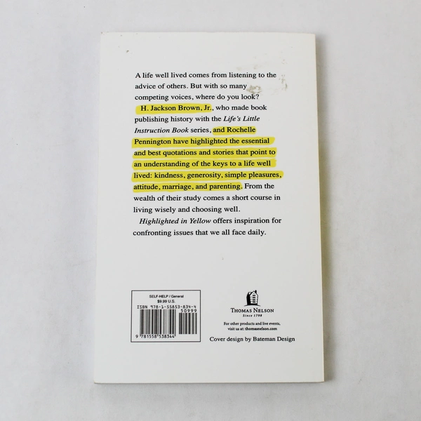 Highlighted in Yellow by H. Jackson Brown Jr. 2001 Paperback - Good Condition