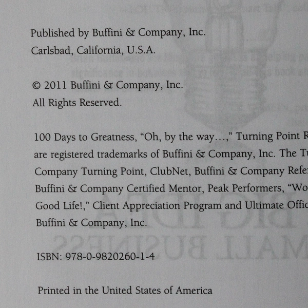 Takin' Care of Business by Brian Buffini & Joe Niego Signed 2011 Paperback