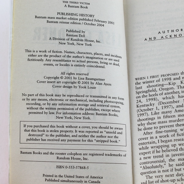 The Third Victim by Lisa Gardner 2001 Paperback