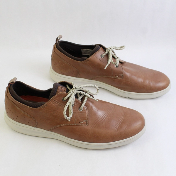 Rockport Men's Shoes 13 M Zaden Plain Toe Sneakers Brown Leather Casual CH1709