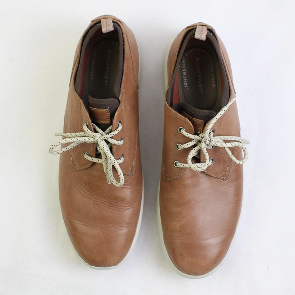 Rockport Men's Shoes 13 M Zaden Plain Toe Sneakers Brown Leather Casual CH1709