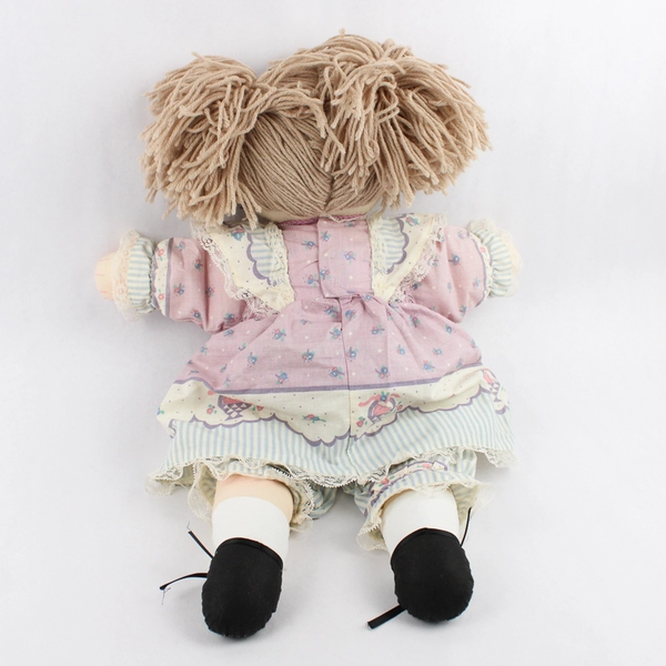 Vintage Handmade Girl's Fabric Rag Doll Stuffed Toy 22" Tall Flawed
