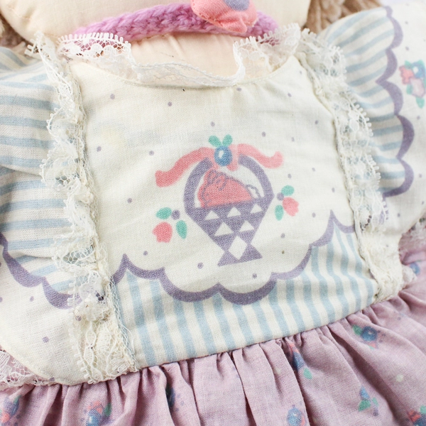 Vintage Handmade Girl's Fabric Rag Doll Stuffed Toy 22" Tall Flawed