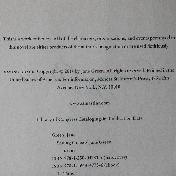 Saving Grace by Jane Green 2015 Hardcover Dust Jacket First Edition