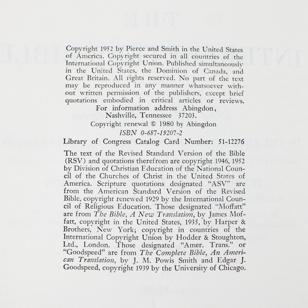 The Interpreter's Bible Volume I 1982 Hardcover Dust Jacket