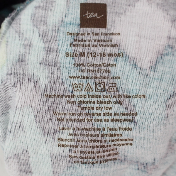 Tea Girl's Teal Jacquard Peacock Tank Dress, Size M 12-18 Months, Good Condition