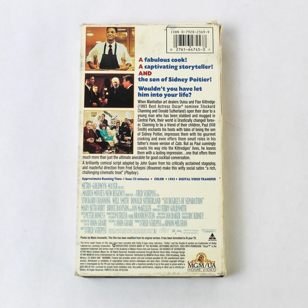 Six Degrees of Separation VHS 1994 Will Smith MGM Home Video Drama Classic
