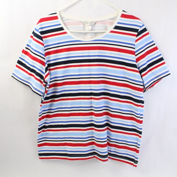 CJ Banks Red White Blue Black Striped T-shirt Plus Size X