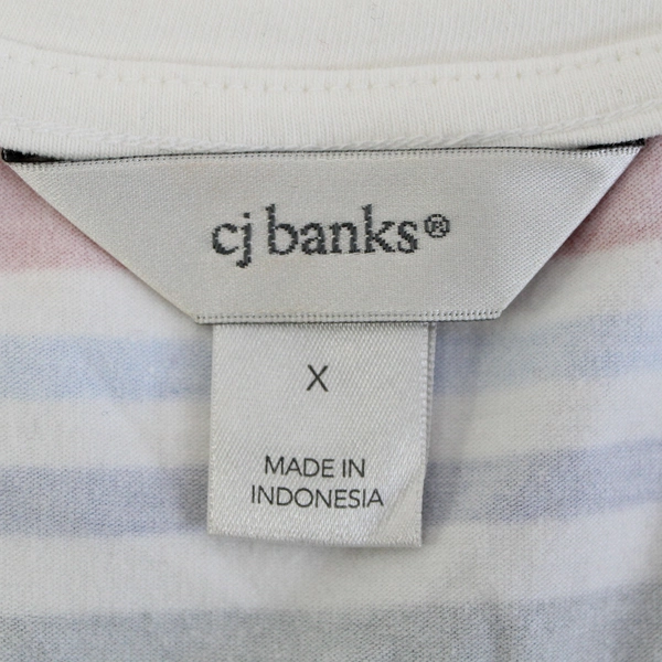 CJ Banks Red White Blue Black Striped T-shirt Plus Size X