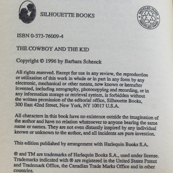 The Cowboy and the Kid by Anne McAllister 1996 Silhouette Romance Novel