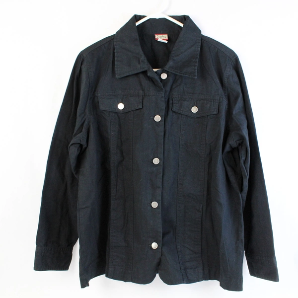 Tudor Court Black Demin Button Down Jacket Women's Size Large