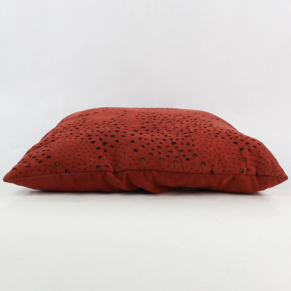 Pier 1 Imports Burgundy Red Faux Suede Throw Pillow 17"x17" Pre-Owned Stain