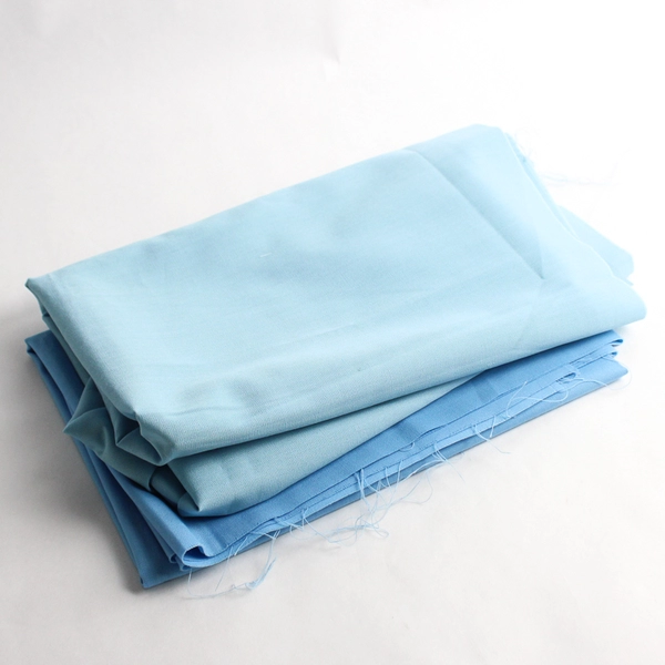 2 Piece Lot of Solid Blue Fabric 1 3/4 Yd Total