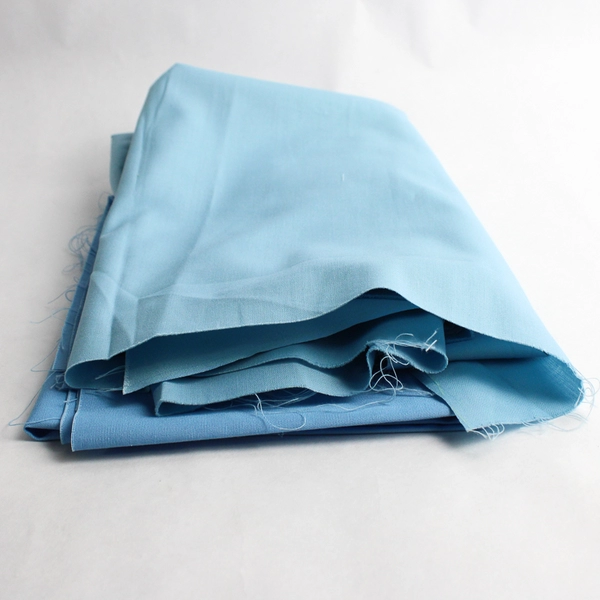 2 Piece Lot of Solid Blue Fabric 1 3/4 Yd Total