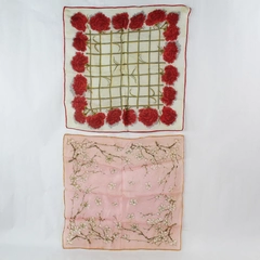 Mixed Lot of 2 Floral Handkerchief Scarves 17"x17" for DIY Crafting