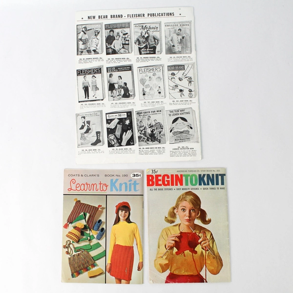 Vintage 1960s Lot Of 3 Beginner Knitting Paperback Books