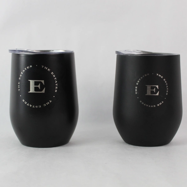 Set of 2 The Estates Black Wine Tumblers - Pre-Owned, Stylish Drinkware
