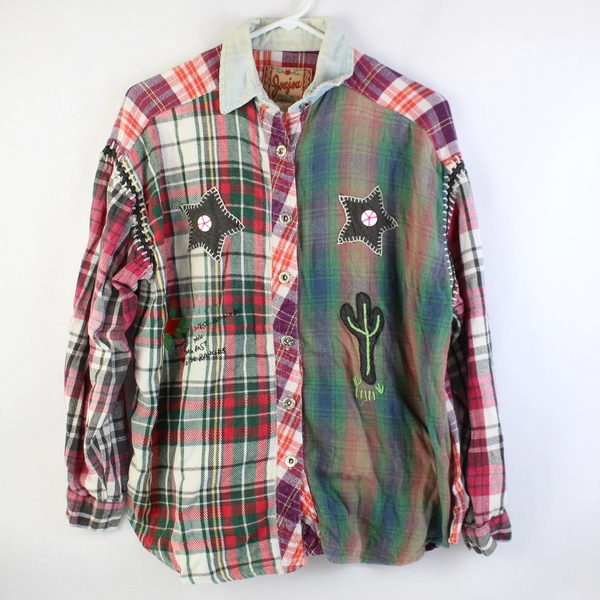 JouJou Beyond Basics Multicolor Plaid Button-Up Shirt Women's Size Large