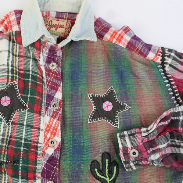 JouJou Beyond Basics Multicolor Plaid Button-Up Shirt Women's Size Large