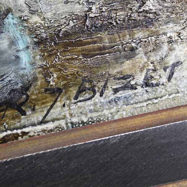 Raymond 'Jean' Bizet Oil Painting "To Mr. & Mrs Brown" 1966 Framed/Matted Signed