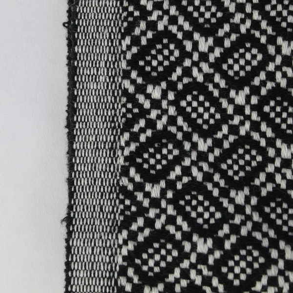 Unbranded Woven Black and White Side Table Cover Fringe 20" x 33"