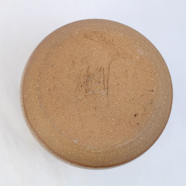 Handmade Art Pottery Bowl With Cup Attached Under The Lid Signed