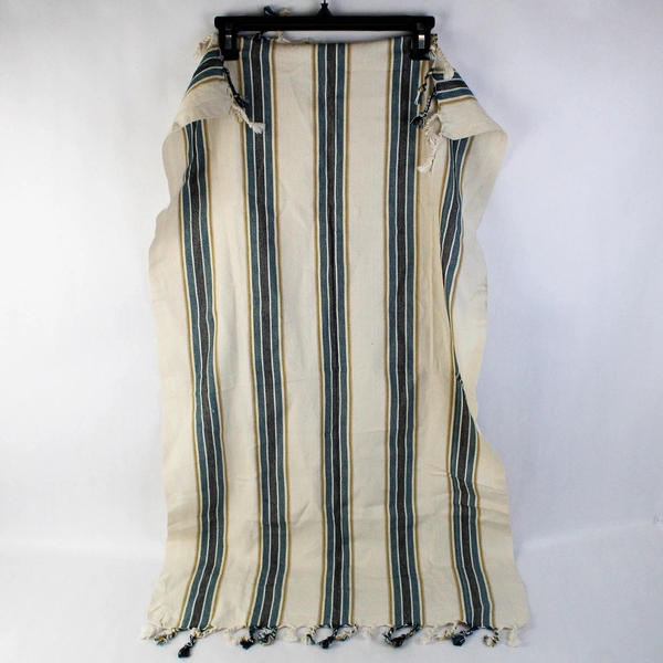 Unbranded Striped Woven Table Runner Cream with Fringe 22" x 40"