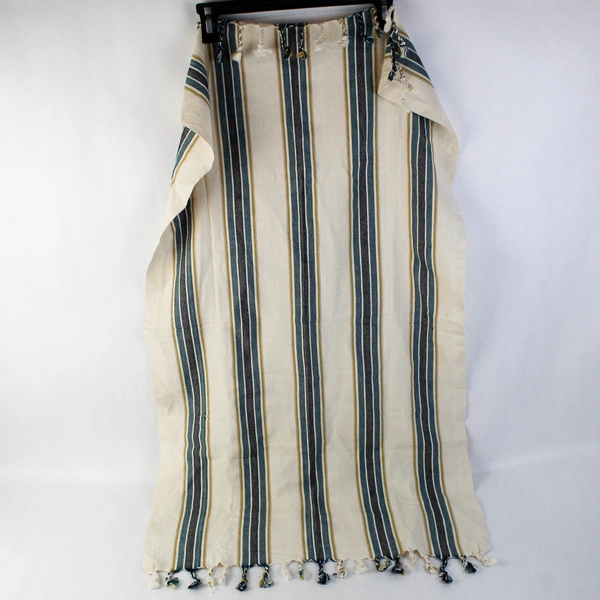 Unbranded Striped Woven Table Runner Cream with Fringe 22" x 40"