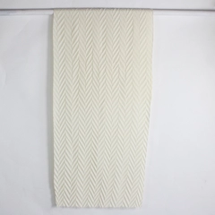 World Market Cream Colored Textured Tablecloth 20" x 70" Flawed