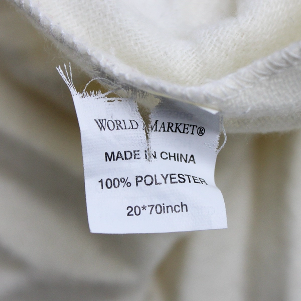 World Market Cream Colored Textured Tablecloth 20" x 70" Flawed