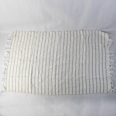 Unbranded White with Gray Stripes Woven Side Table Cover 20.5" x 33"