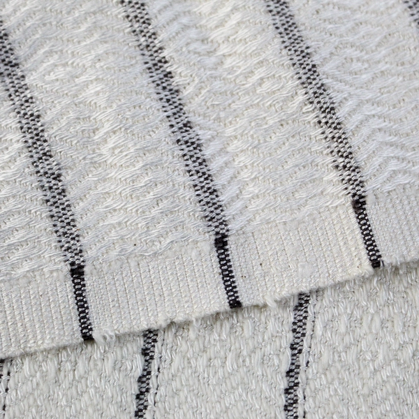 Unbranded White with Gray Stripes Woven Side Table Cover 20.5" x 33"