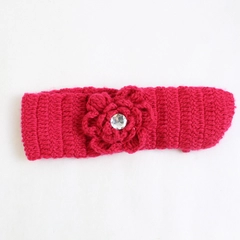 Women's Girls' Pink Knit Flower Headband Accessory