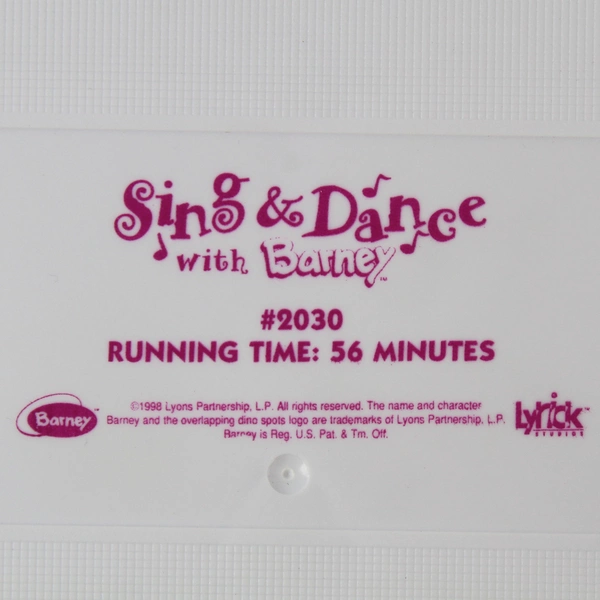 Sing & Dance with Barney VHS 1998 Lyrick Studios - No Sleeve, As-Is