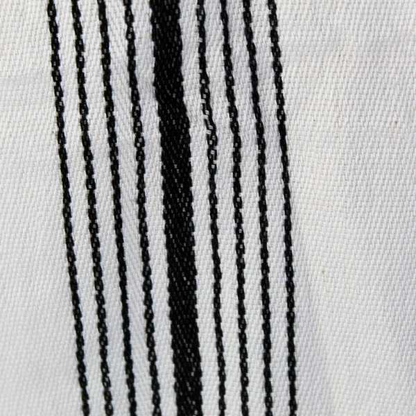 Unbranded Side Table Cover White W/ Black Stripes Woven & Fringe 19" x 31"