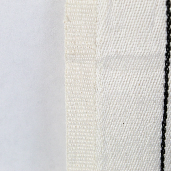 Unbranded Side Table Cover White W/ Black Stripes Woven & Fringe 19" x 31"