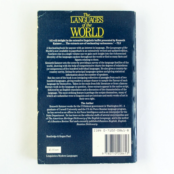 The Languages of the World by Kenneth Katzner 1986 Paperback Pre-Owned