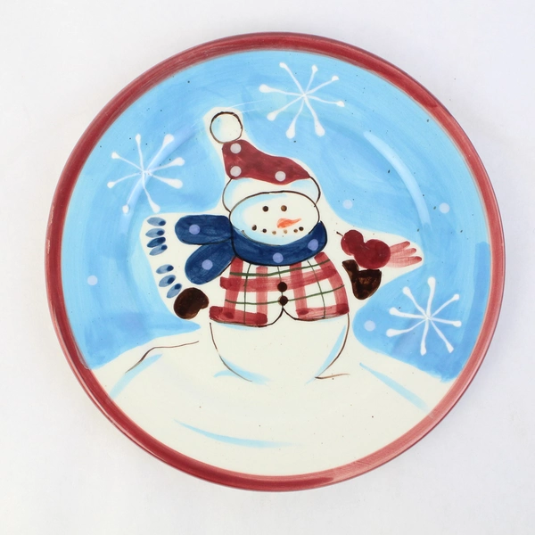 International AFM Stoneware Snowman Plate 8"