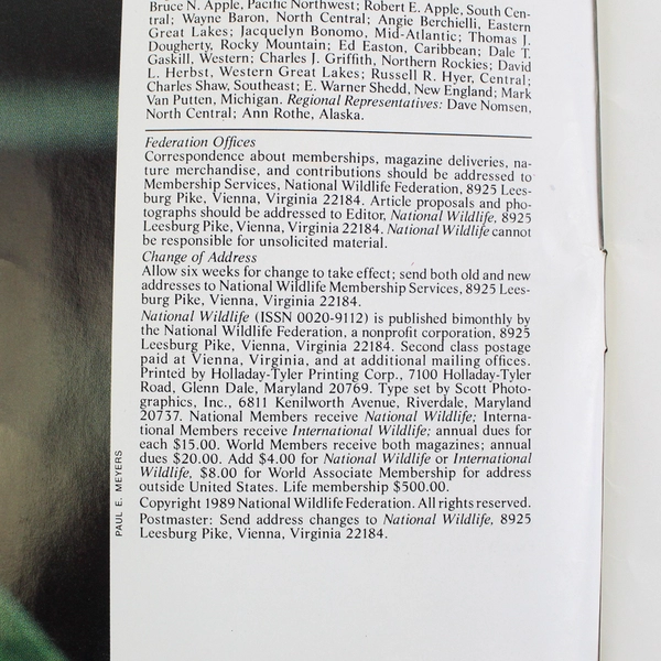 Vintage National Wildlife Magazine April-May 1989 National Wildlife Federation