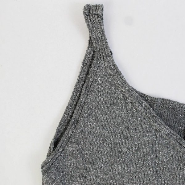 M. Rena Glittery Gray V-Neck Tank Top Women's Size Small