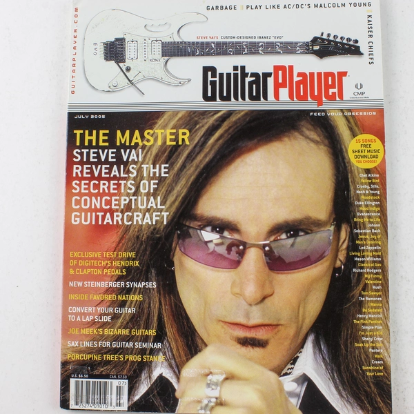 Guitar Player Magazine July 2005 Steve Vai Garbage Kaiser Chiefs Malcolm Young