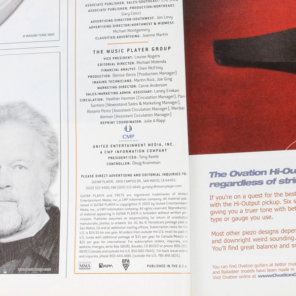 Guitar Player Magazine March 2004 Zakk Wylde ZZ Top The Distillers - Good Cond.