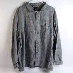 Club Room Men's Gray Plaid Collar Long Sleeve Button Up Shirt Size XL 1 Pocket 