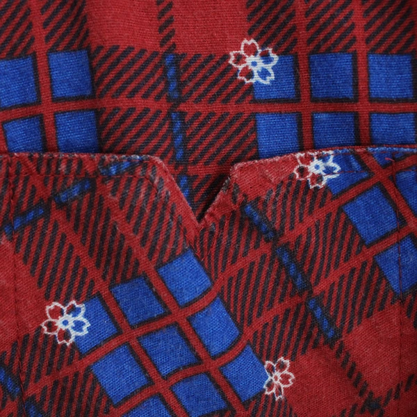 American Sweetheart Women's Red & Blue Plaid Flower Long Sleeve Button Up Size L