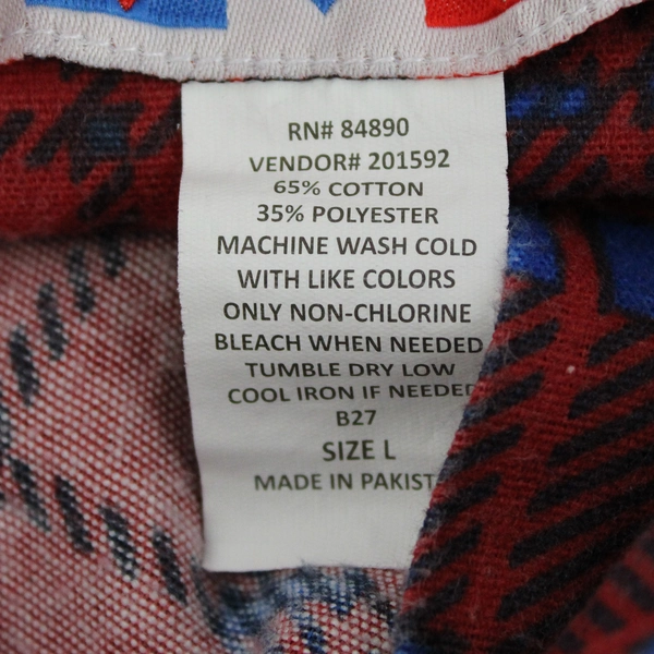 American Sweetheart Women's Red & Blue Plaid Flower Long Sleeve Button Up Size L