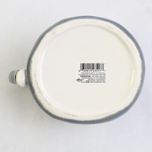 Russ Berrie Ceramic Mug Hand-Painted Gray Stripe Cat Collectible