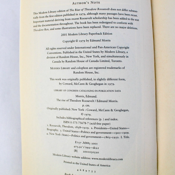 The Rise of Theodore Roosevelt by Edmund Morris Revised Updated 2001 PB