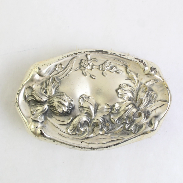 Antique Quadruple Plate Silver Plated Brush Embossed Floral Pattern